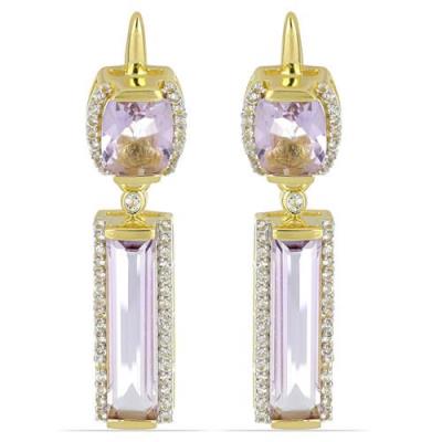 BUY BRAZILIAN AMETHYST GEMSTONE STYLISH EARRINGS IN 925 STERLING SILVER – GOLD PLATED WHOLESALE | JEWELPIN